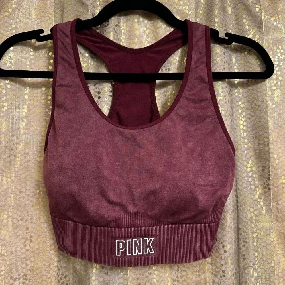 PINK Victorias Secret Maroon Burgundy Racerback Sports Bra Medium